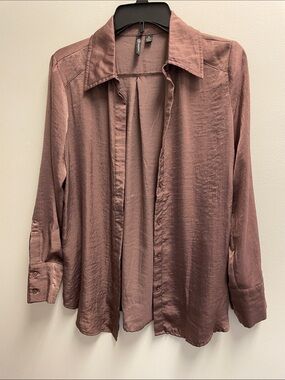 Versona Mauve Satin Button-Down Shirt